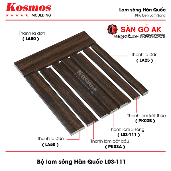 Tấm ốp lam 3 sóng Hàn Quốc L03-120N